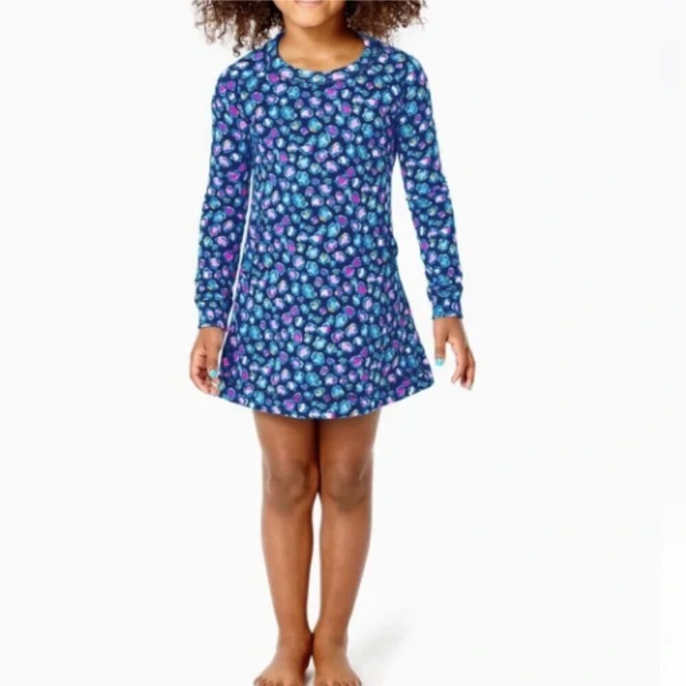 Lilly Pulitzer girls mini beachcomber dress Seabreeze blue low tide navy spotted
